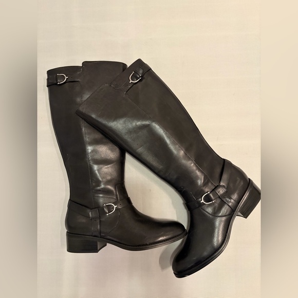 Lauren Ralph Lauren Margarite Wide Calf Riding Boots Black Leather size 11 - Picture 3 of 16